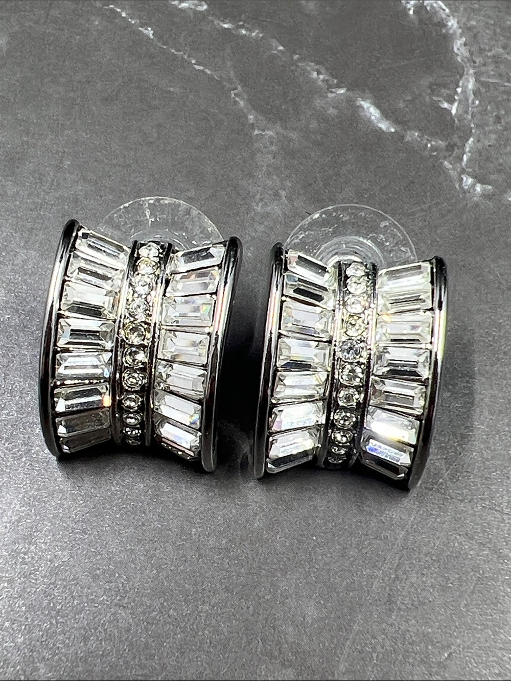 Vintage 90’s Nolan Miller Channel Baguette Crystal Earrings